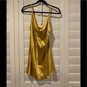 Cowl neck satin mini dress